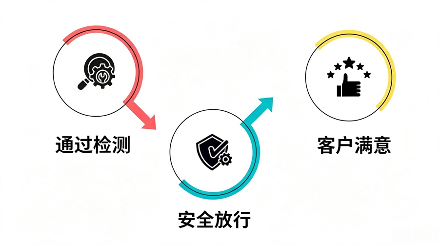 金属异物检测流程图，展示产品上料→金属检测→合格品出料/不合格品剔除的完整检测流程